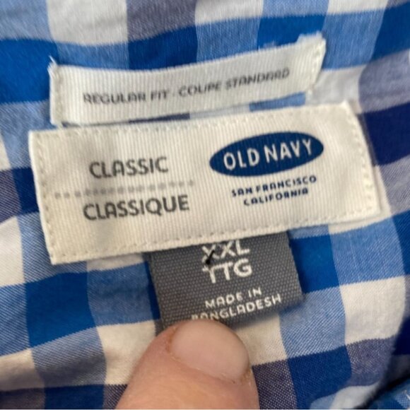 Old Navy Mens Shirts XXL Lot Of Two Blue & Green Classic Fit Gingham Button-Down - Picture 2 of 8